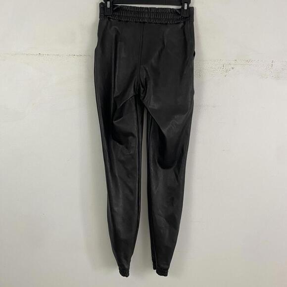 SPANX black high rise faux leather joggers sz XS - Picture 4 of 6